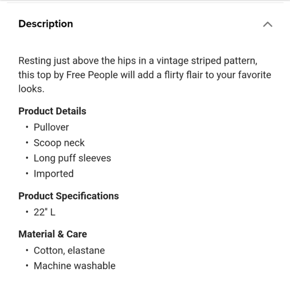 Free People Top Red Black Vintage Stripe Caroline Puff Sleeve Top Size XS - Picture 15 of 15